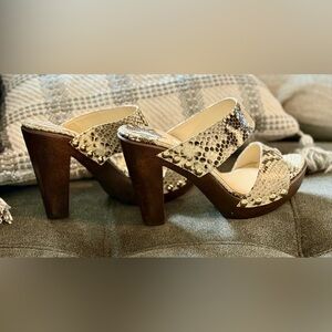 Jimmy Choo Snakeskin Mules with Brown Heel